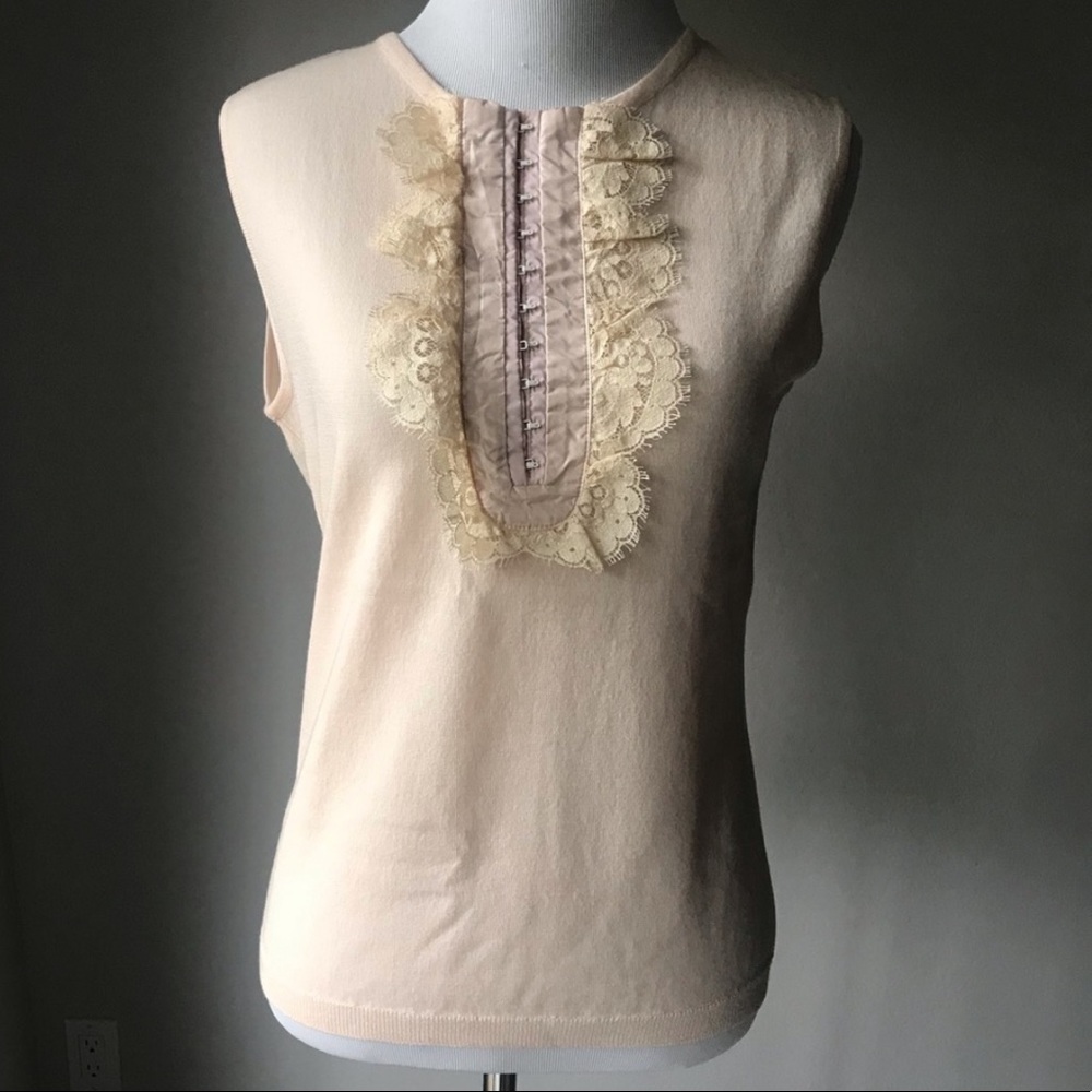 Moschino Lace Hook and Eye Sleeveless Wool Sweater